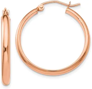 Real 14k Rose Gold Hoop Earrings 25mm
