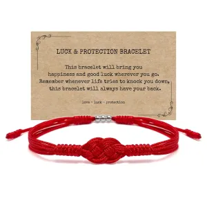 Red Infinity Protection Bracelet, String of Fate, Kabbalah Lucky Safe, Red Awareness Bracelet, Talisman Tibetan Bracelet, Surfer String Wrap for Men, Women, Forever Friendship (Red)