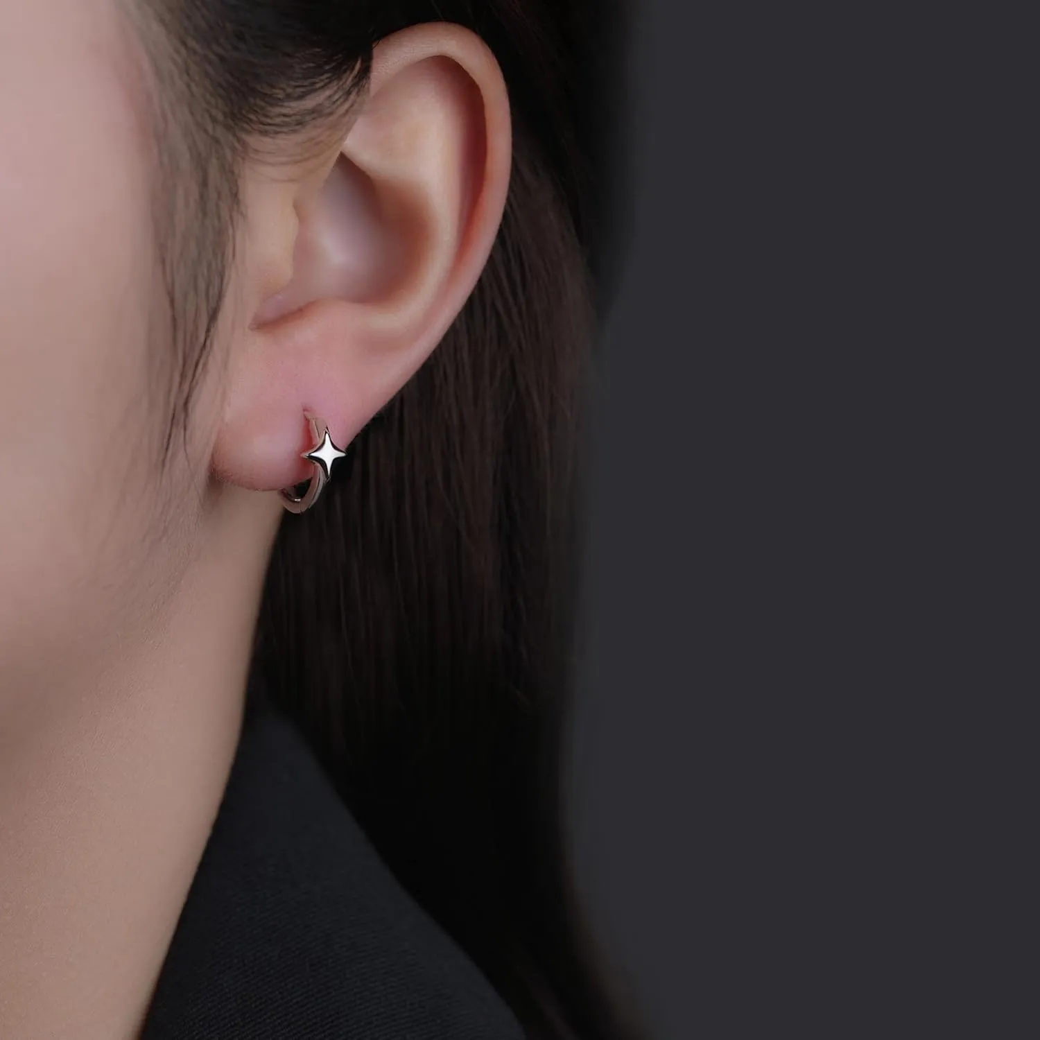 Reffeer 925 Sterling Silver Star Huggie Earrings for Women Teens Star Hoop Earrings Hypoallergenic