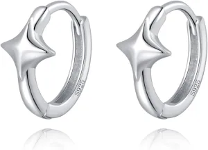 Reffeer 925 Sterling Silver Star Huggie Earrings for Women Teens Star Hoop Earrings Hypoallergenic