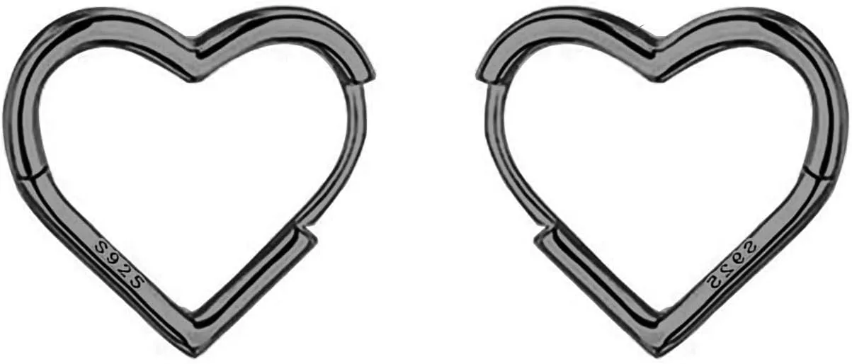 Reffeer Solid 925 Sterling Silver Heart Earrings Hoop Minimalist Sleeper Huggie Earrings For Women Teens
