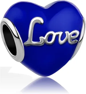 Religious Cross Red Blue Love Heart Love Charms Beads Fits Pandora Bracelets Christmas Halloween Valentine Day