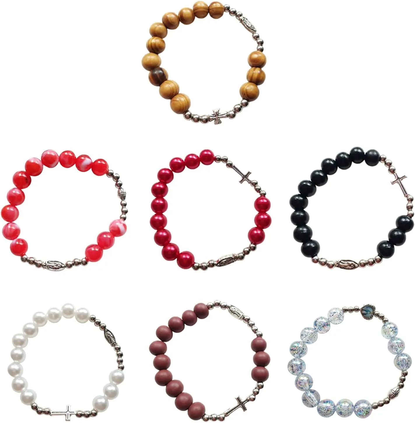 Religious Rosary Catholic Rosaries Chain Stretch Bracelets Prayer Women Men Jewelry