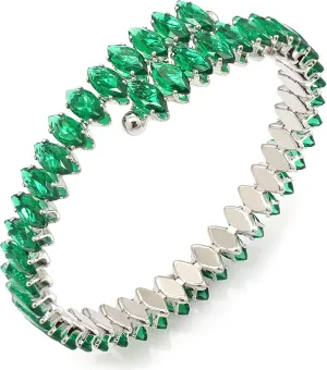 Rhinestone Cuff Bracelet Cubic Zirconia Tennis Bracelets Open Adjustable Elastic Bangle for Women