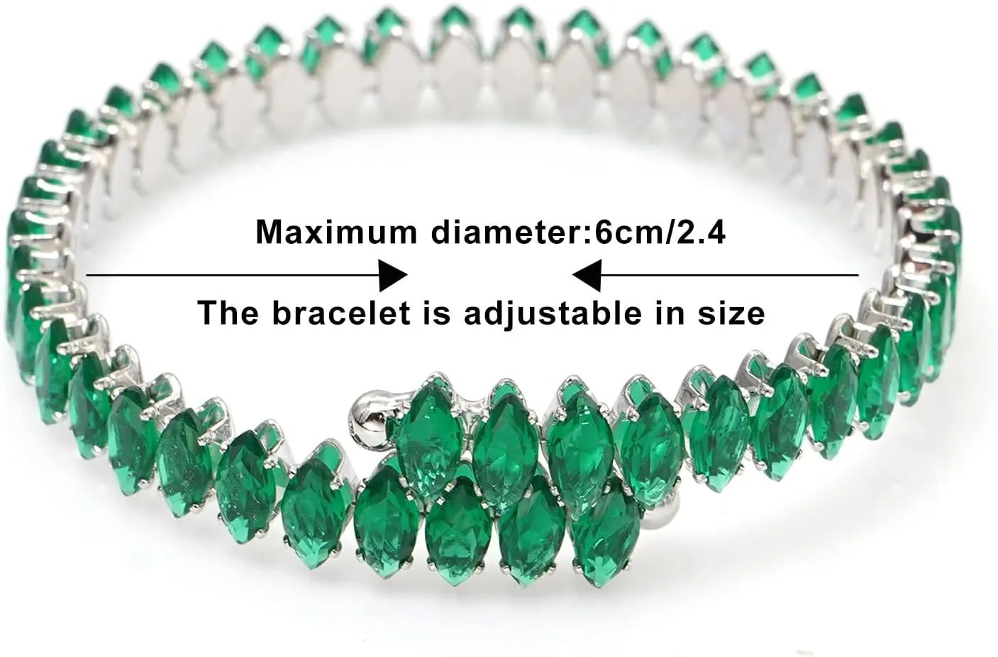Rhinestone Cuff Bracelet Cubic Zirconia Tennis Bracelets Open Adjustable Elastic Bangle for Women