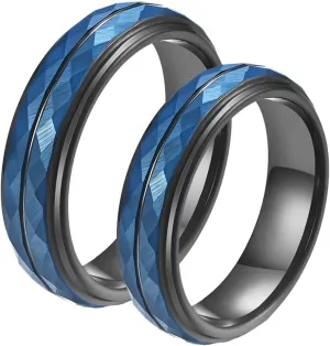 Ring for Men Engagement, Multi-Faceted Wedding Bands Women, Tungsten Carbide Promise Band for Engagement