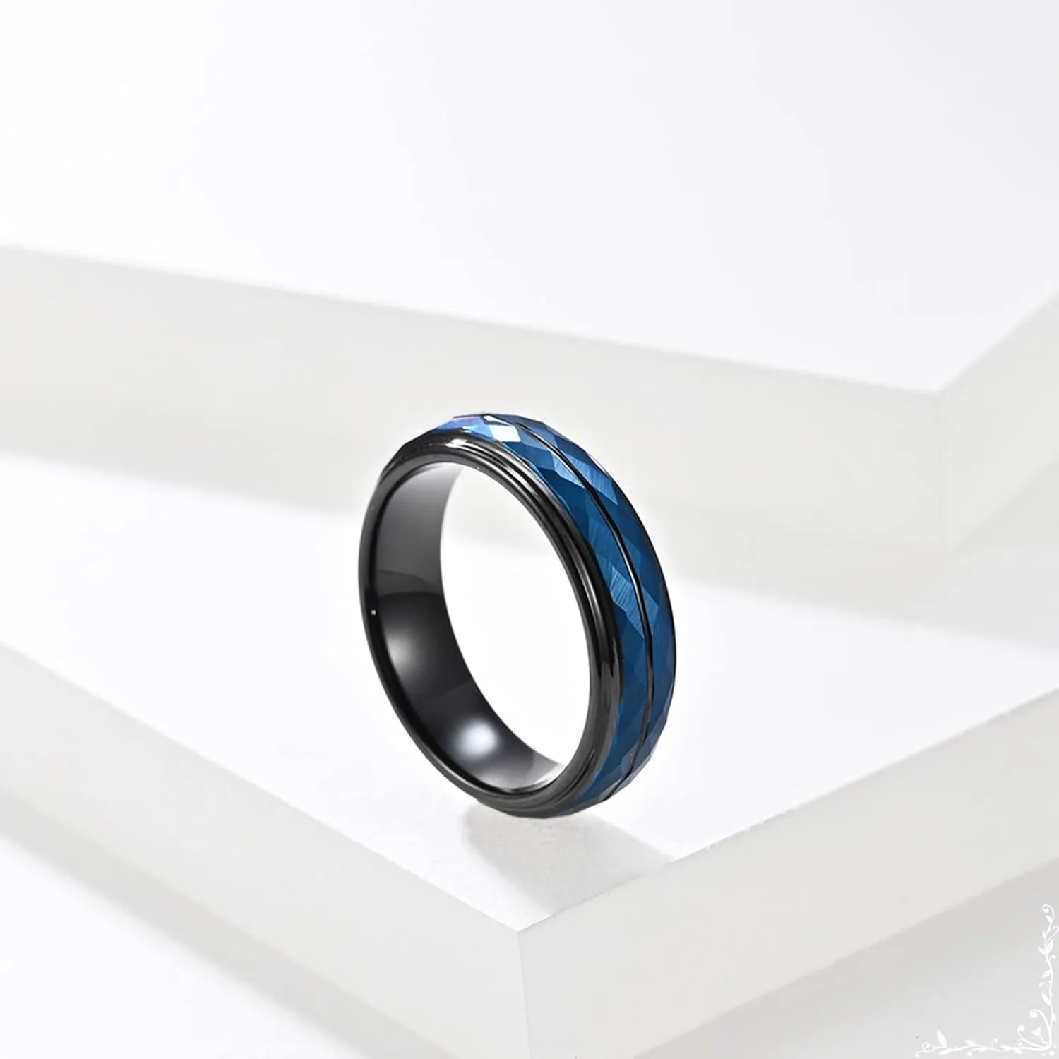 Ring for Men Engagement, Multi-Faceted Wedding Bands Women, Tungsten Carbide Promise Band for Engagement