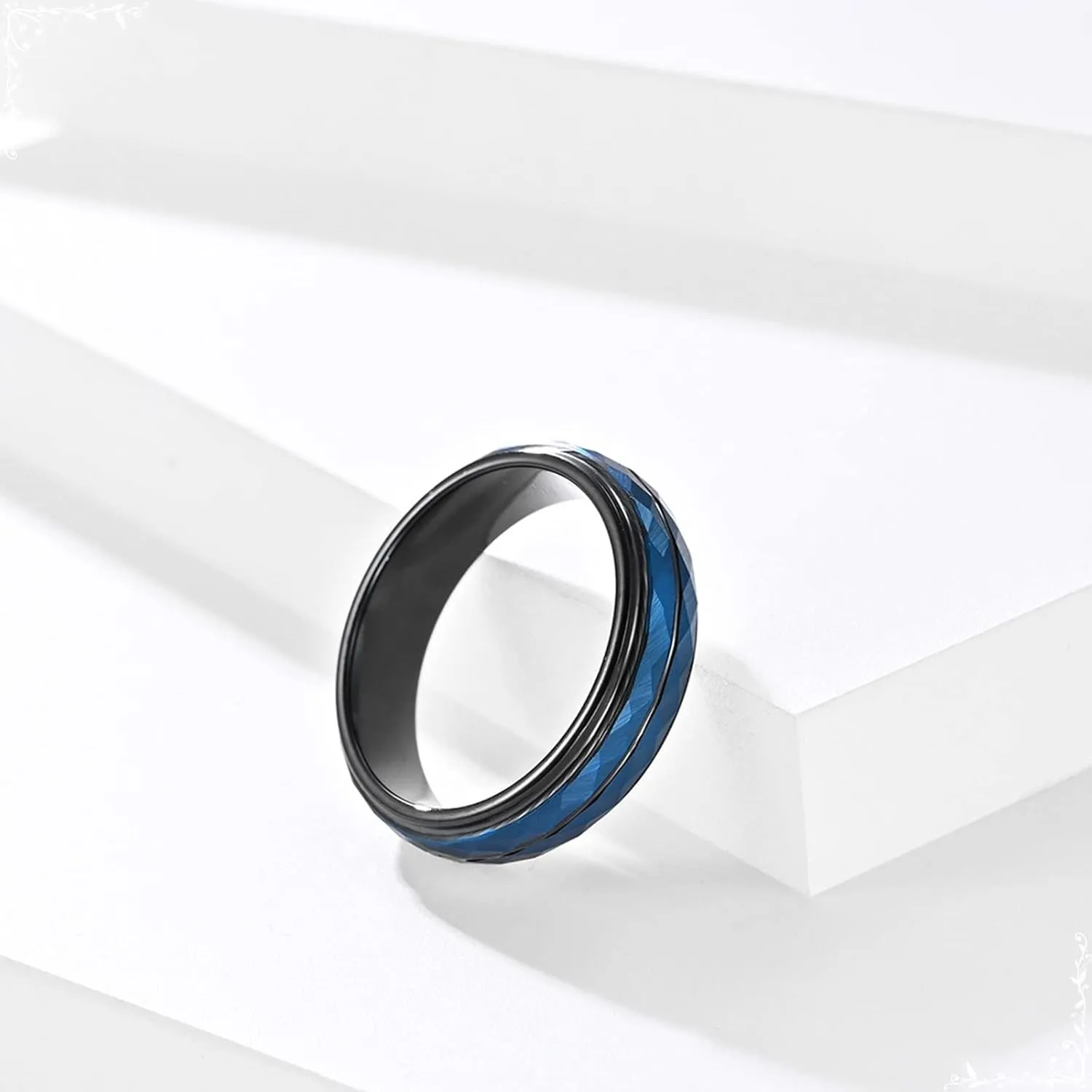 Ring for Men Engagement, Multi-Faceted Wedding Bands Women, Tungsten Carbide Promise Band for Engagement