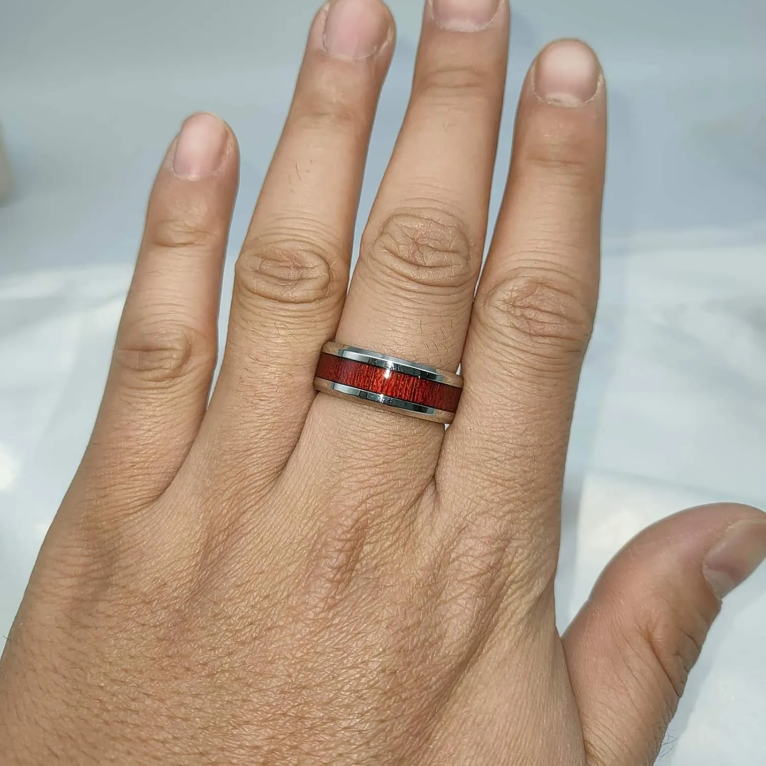 ringheart 2 Rings Couple Rings White Gold Filled Heart Cut Cz Red Rhinestone Womens Wedding Ring Sets Stainless Steel Man Ring Band