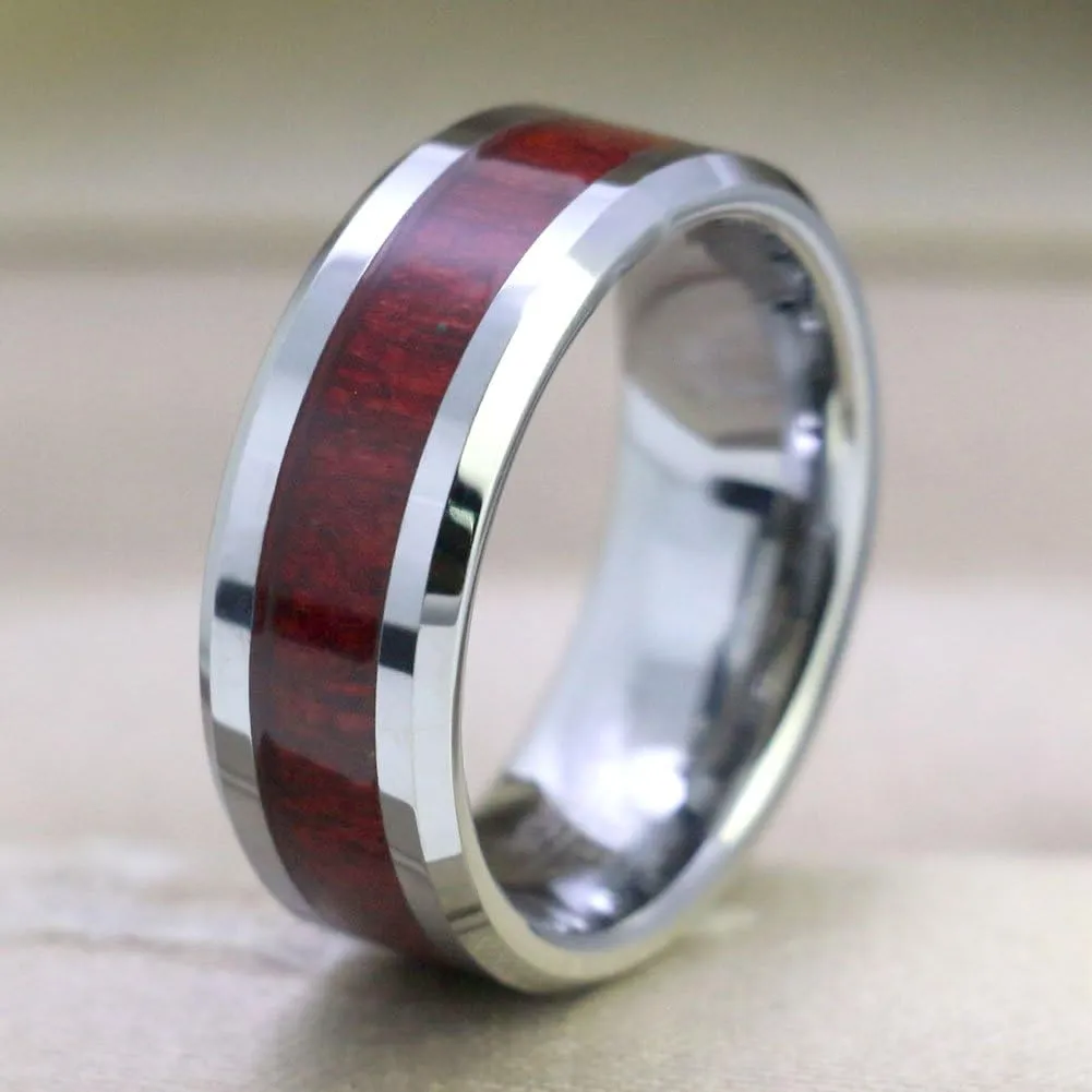 ringheart 2 Rings Couple Rings White Gold Filled Heart Cut Cz Red Rhinestone Womens Wedding Ring Sets Stainless Steel Man Ring Band