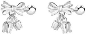 S925 Needle Ear Stud Earrings Lily of the Valley Flower Bow Earrings Trendy Women's Earrings Silver Floral Stud Earrings Cute Small Earrings for Gift