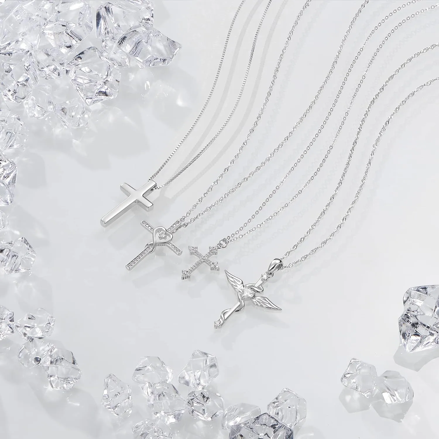 S925 Stering Silver Cross Necklace for Women Cubic Zirconia Evil Eye Pendant Necklaces Dainty Simple Lucky Protecion Pendant Jewelry for Women Ladies 18 Chain