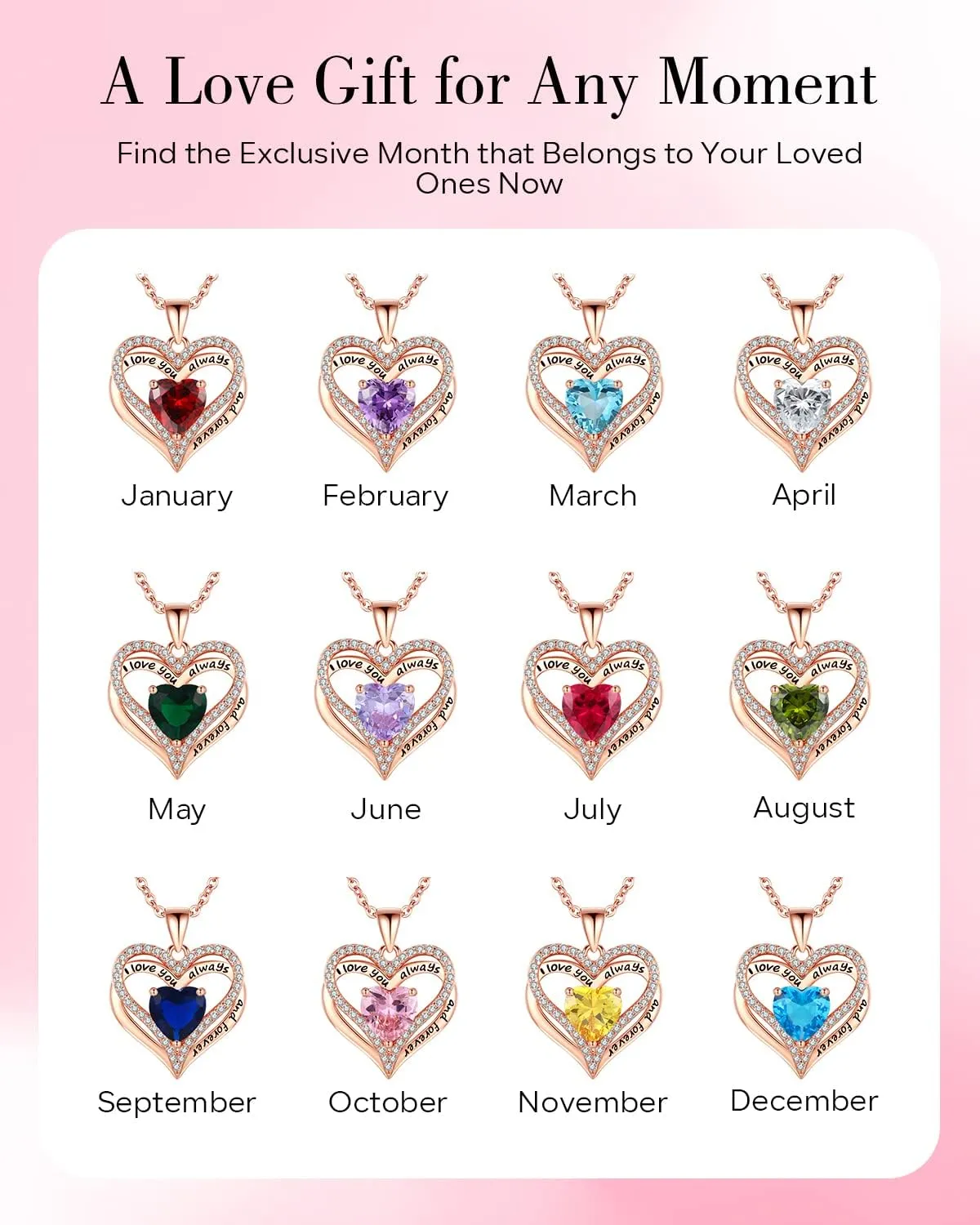 S925 Sterling Silver Necklace for Women, Wife Jewelry Rose Gold, Mom Birthday Valentines Mothers Day Gifts, Girlfriend Necklaces, Daughter Heart Jewel, Anniversary for Her
