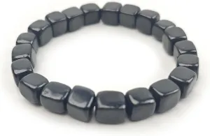 Shungite Bead Bracelet 8mm Cube Crystals Premium Quality Shungite Crystal Bracelets Stretch Gemstone Bracelet