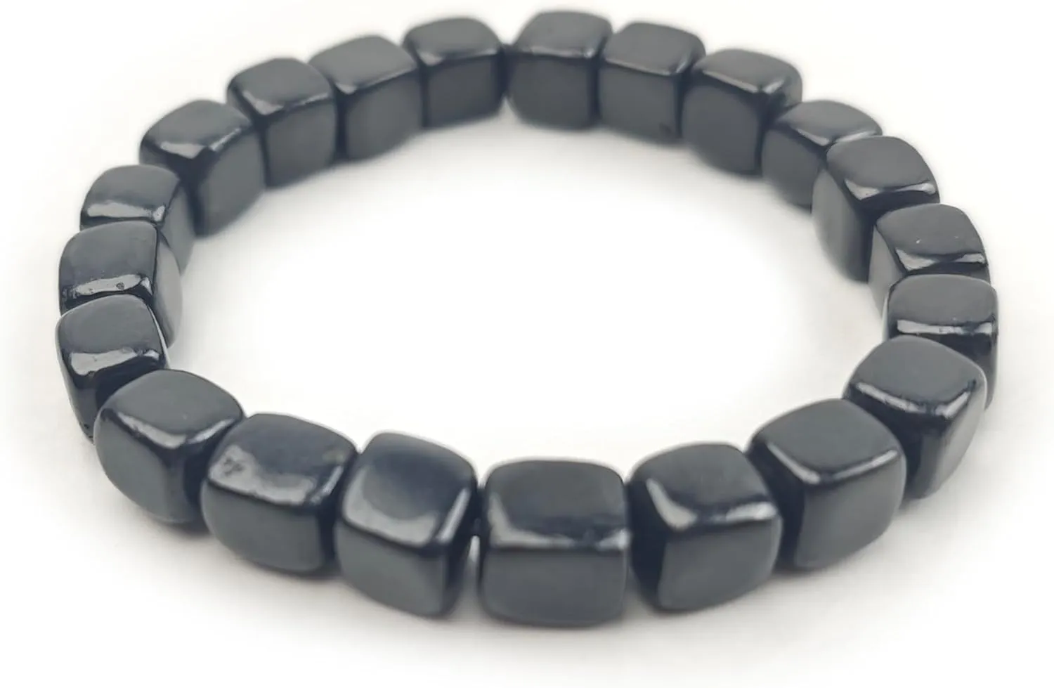 Shungite Bead Bracelet 8mm Cube Crystals Premium Quality Shungite Crystal Bracelets Stretch Gemstone Bracelet