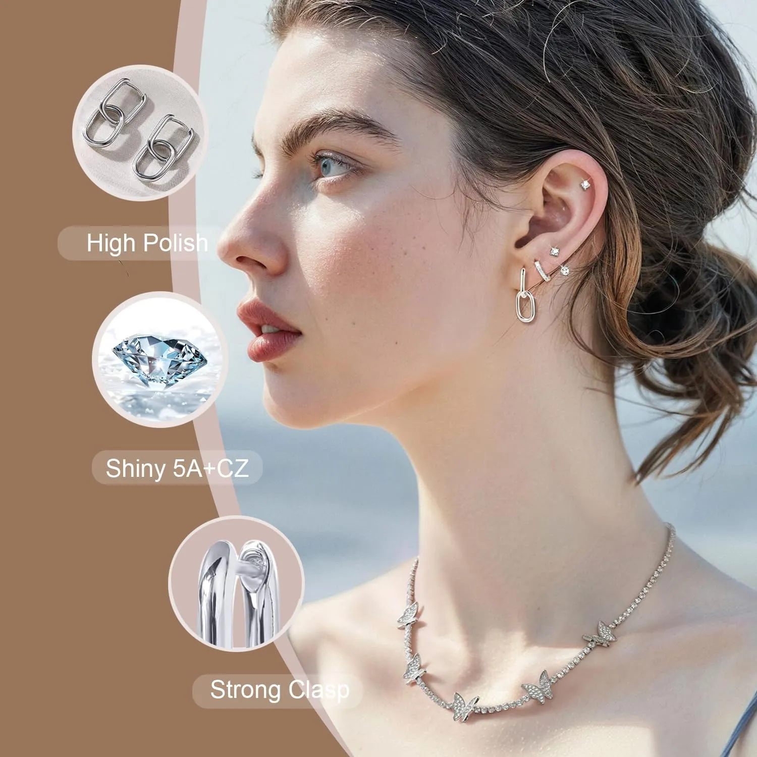 SIISPRI Gold Hoop Earrings for Women - Hypoallergenic 14K Gold Plated Surgical Steel Chunky Huggie Earings Stacks Dangle Set Dainty Cute Cartilage Flat Back Stud Jewelry Trendy 4 Pairs