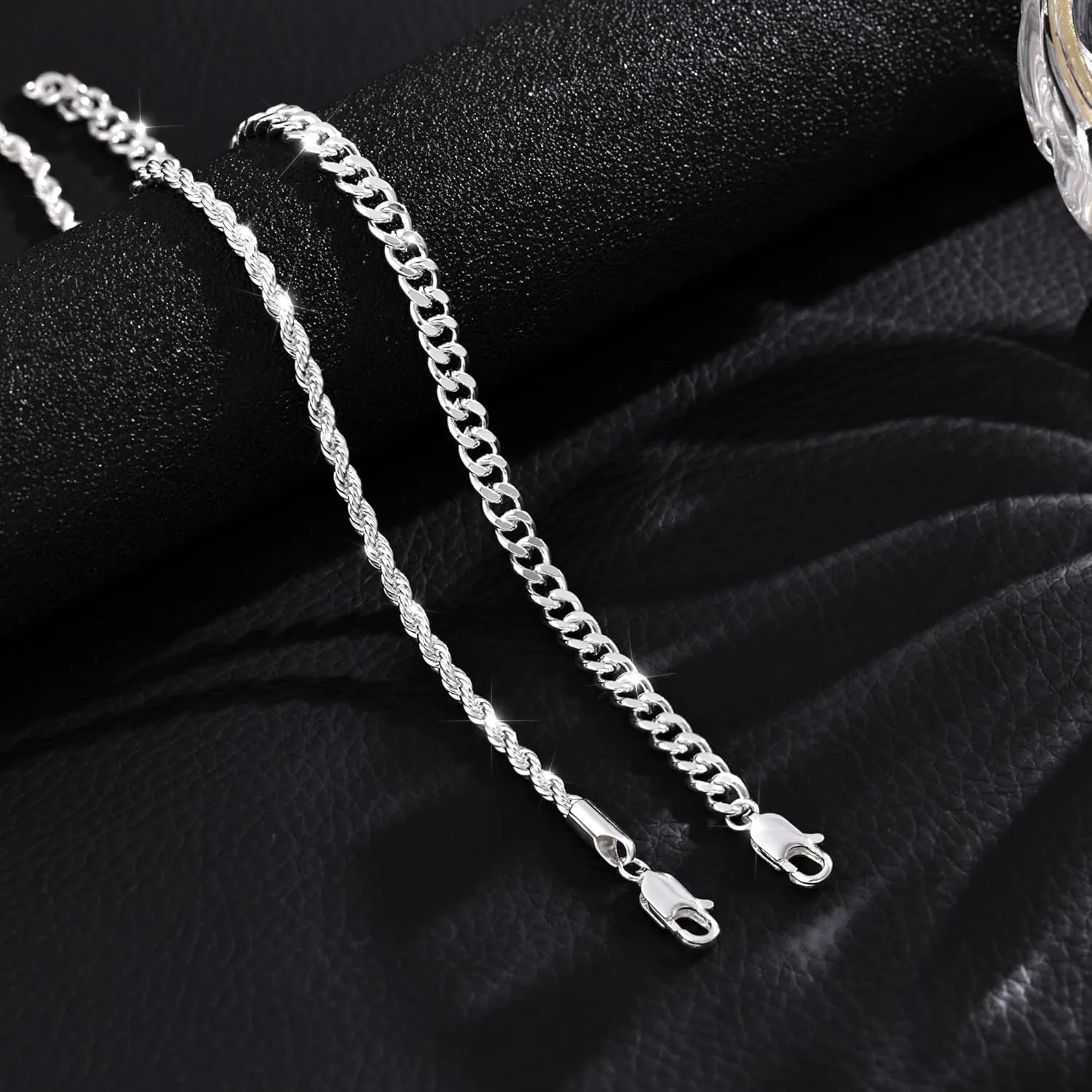 Silver Bracelet for Men - Double Layer Cuban Twisted Rope Design, 3mm/5mm, 6.5-9 Inches - Jewelry Gifts for Men and Women