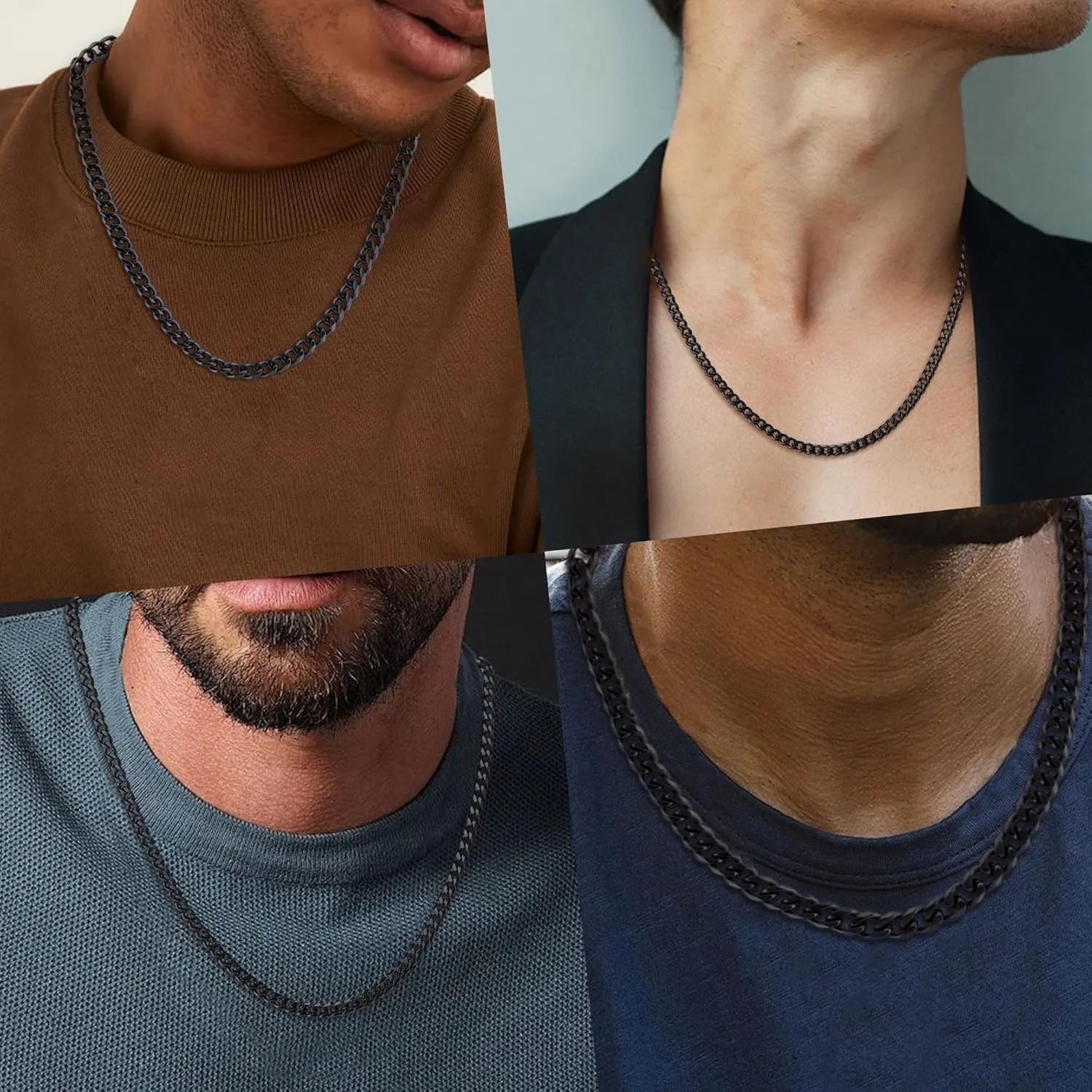 Silver Gold Black Cuban Link Chain for Men Women 3/6/9mm Mens Cuban Link Chain Necklaces Silver Stainless Steel Cuban Chain Necklace Mens Jewelry 20inch