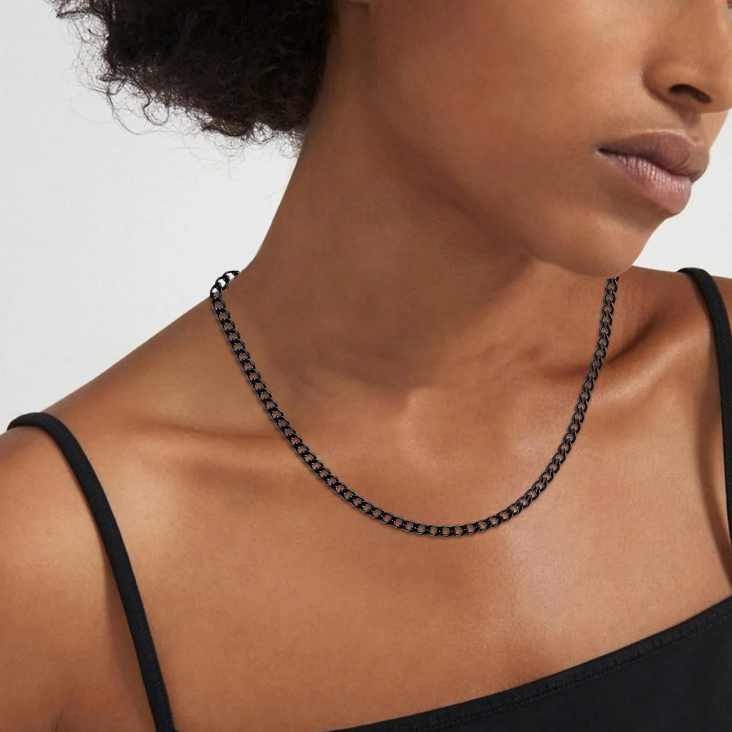 Silver Gold Black Cuban Link Chain for Men Women 3/6/9mm Mens Cuban Link Chain Necklaces Silver Stainless Steel Cuban Chain Necklace Mens Jewelry 20inch