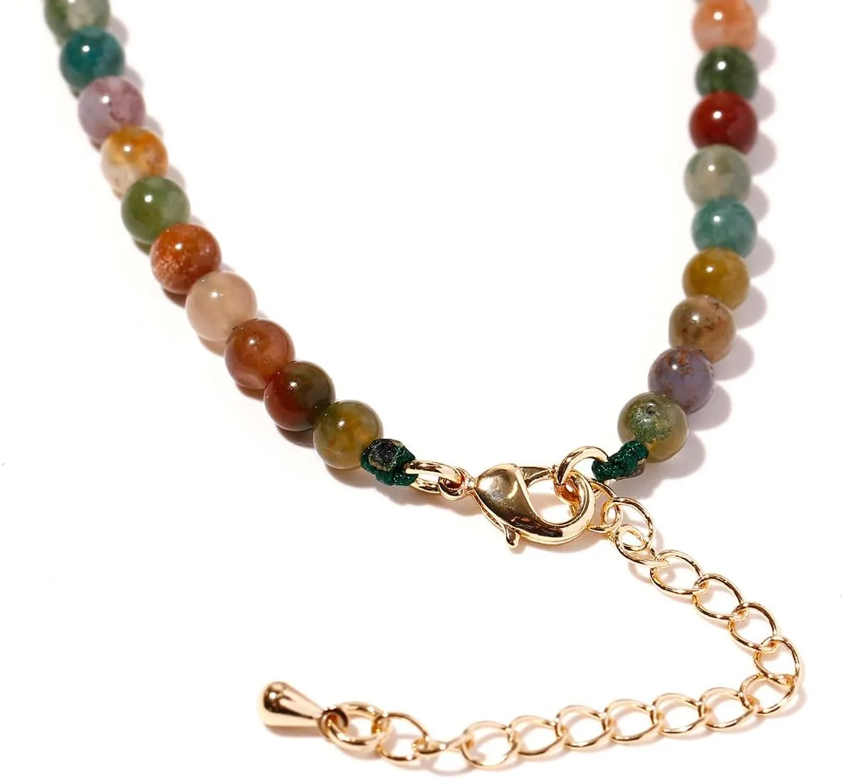 Simple Choker Necklace for Women Real Stone and Crystals Necklaces 4mm Beaded Choker Jewelry Meditation Gift for Women (16" 2")