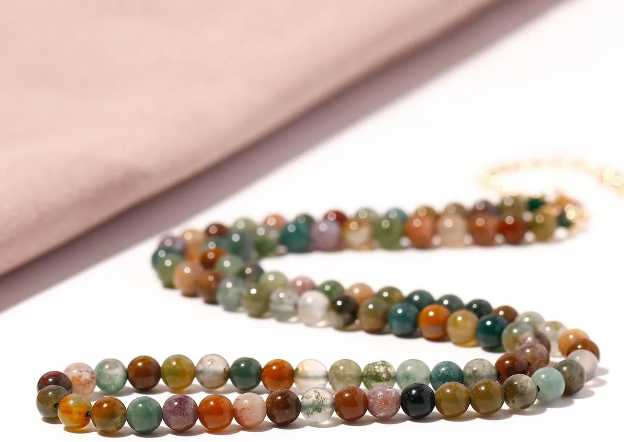 Simple Choker Necklace for Women Real Stone and Crystals Necklaces 4mm Beaded Choker Jewelry Meditation Gift for Women (16" 2")
