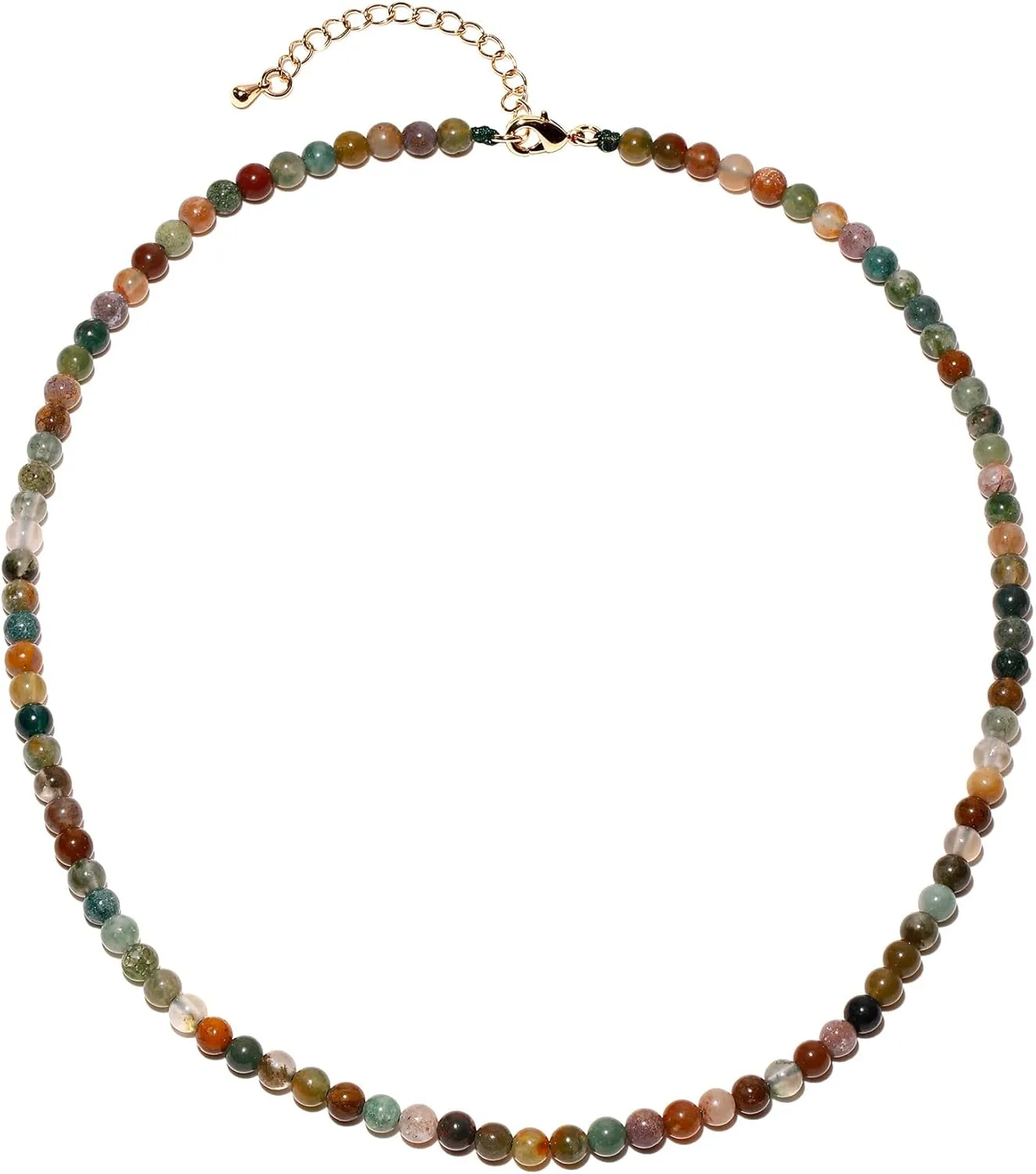 Simple Choker Necklace for Women Real Stone and Crystals Necklaces 4mm Beaded Choker Jewelry Meditation Gift for Women (16" 2")