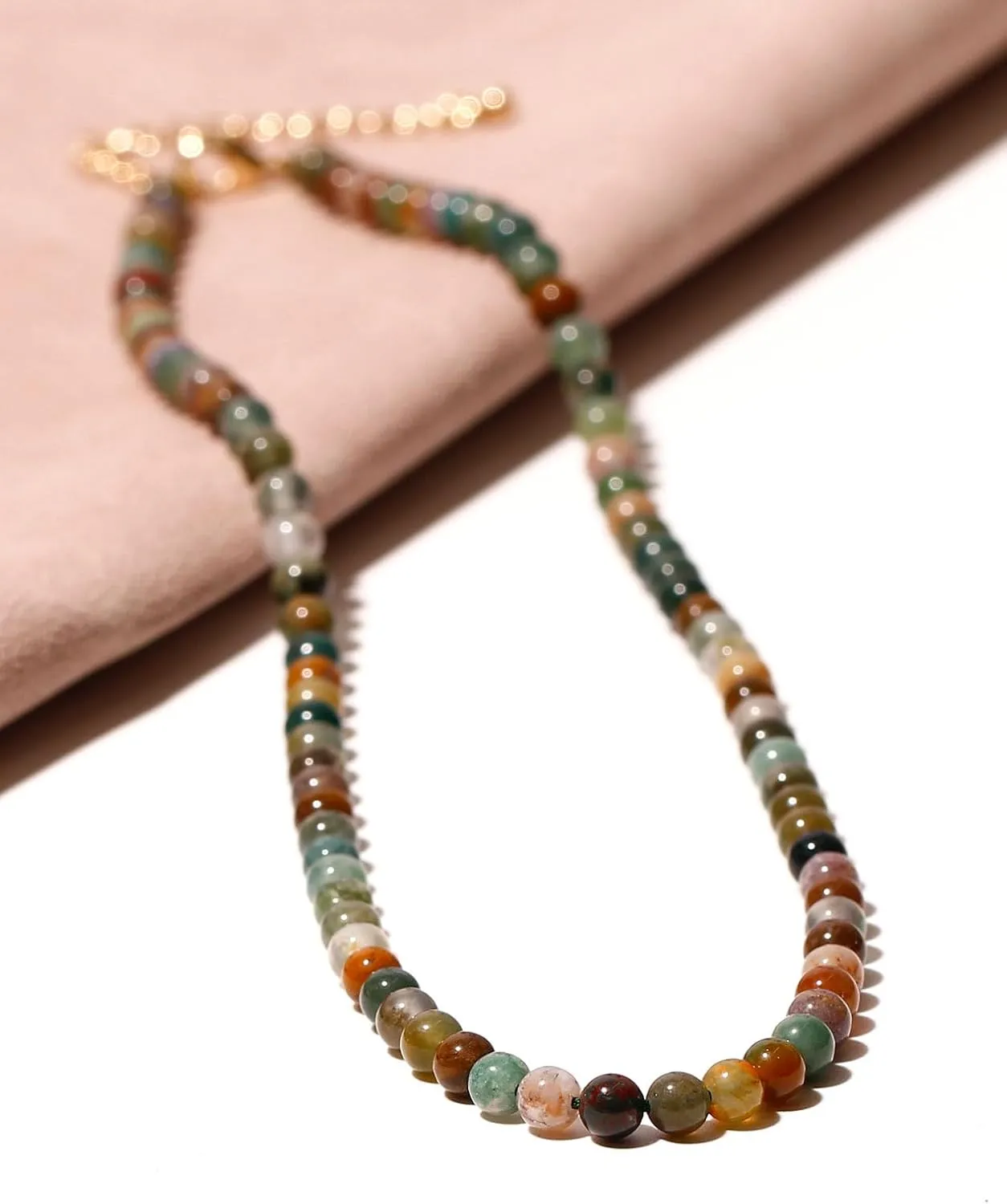 Simple Choker Necklace for Women Real Stone and Crystals Necklaces 4mm Beaded Choker Jewelry Meditation Gift for Women (16" 2")