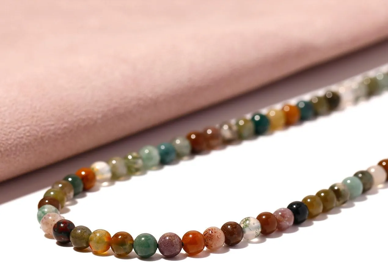 Simple Choker Necklace for Women Real Stone and Crystals Necklaces 4mm Beaded Choker Jewelry Meditation Gift for Women (16" 2")