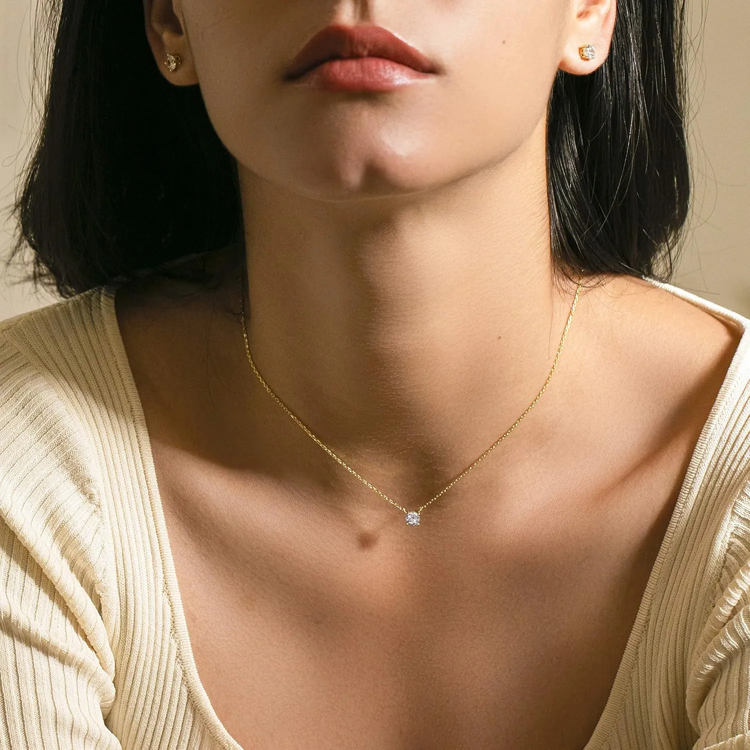 S.Leaf Diamond Necklace Pendant Cubic Zirconia Tennis Necklace Solitaire Choker Necklace for Women Sterling Silver Gold Plated Necklaces Birthday Gifts for Women