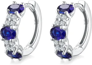 Small Hoop Earrings for Women Hypoallergenic 925 Sterling Silver 13.5mm Thick Huggie Earrings Hoops Created Gemstone Diamond Birthstone Wedding Earrings