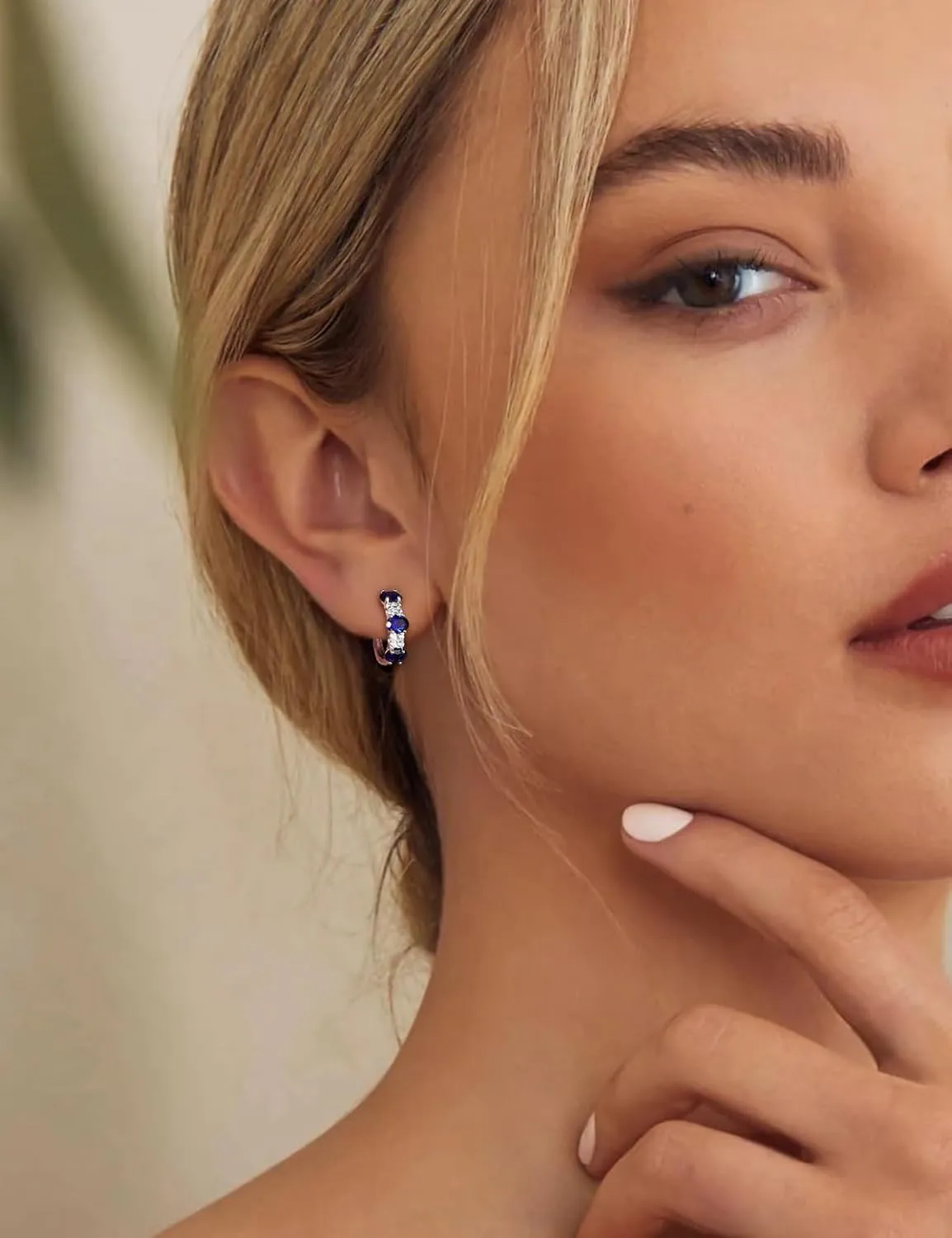 Small Hoop Earrings for Women Hypoallergenic 925 Sterling Silver 13.5mm Thick Huggie Earrings Hoops Created Gemstone Diamond Birthstone Wedding Earrings