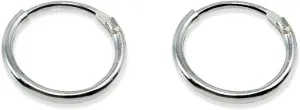 Small Silver Hoops Tiny Mini Endless 10mm Lightweight Thin Round Cartilage .925 Sterling Hoop Earrings for Men Women