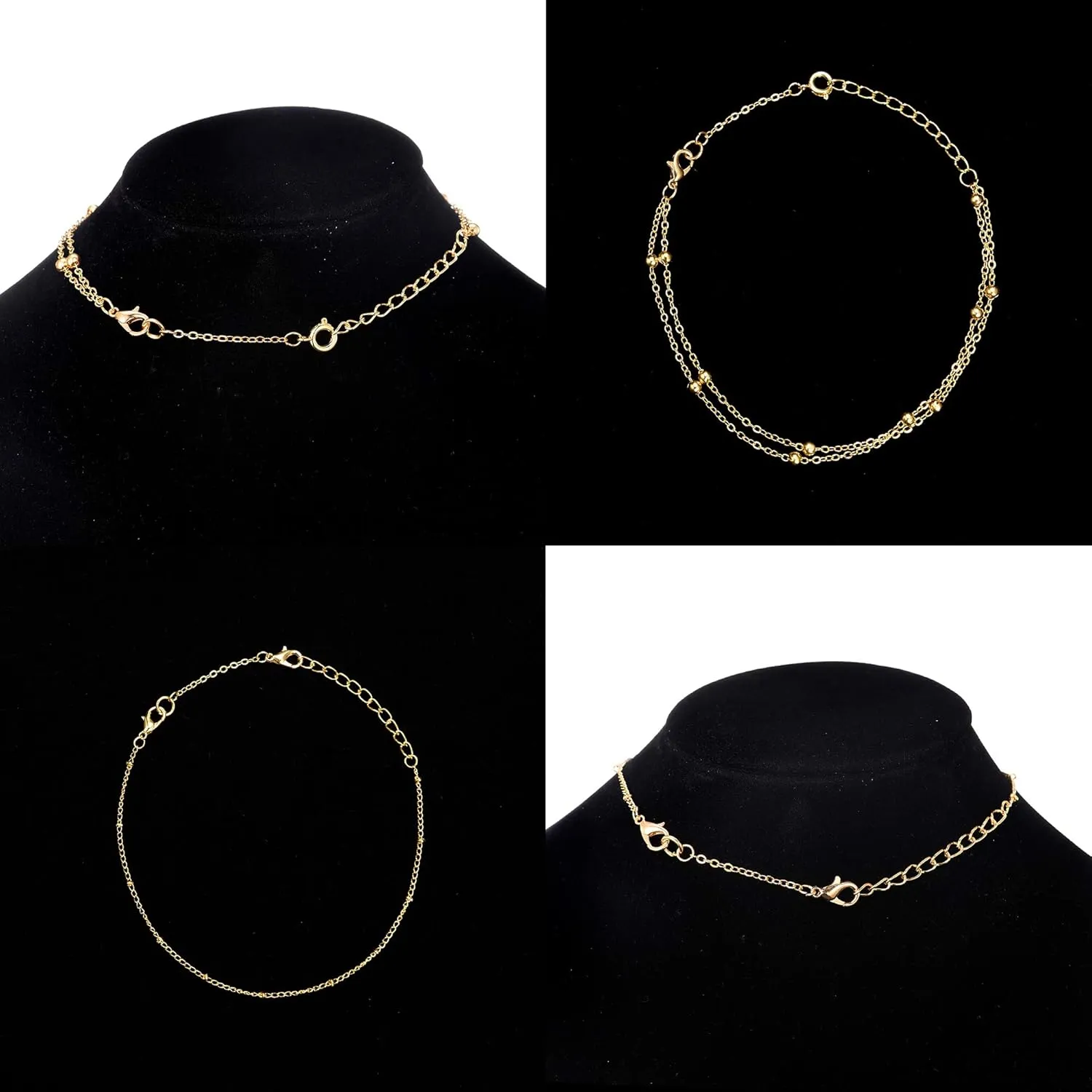 Softones 12-18Pcs Ankle Bracelets Extenders-Extension for Womens Jewelry(1 2 3 Inch),with Lobster Clasp and O-Clasp from Gold Silver Rose Gold