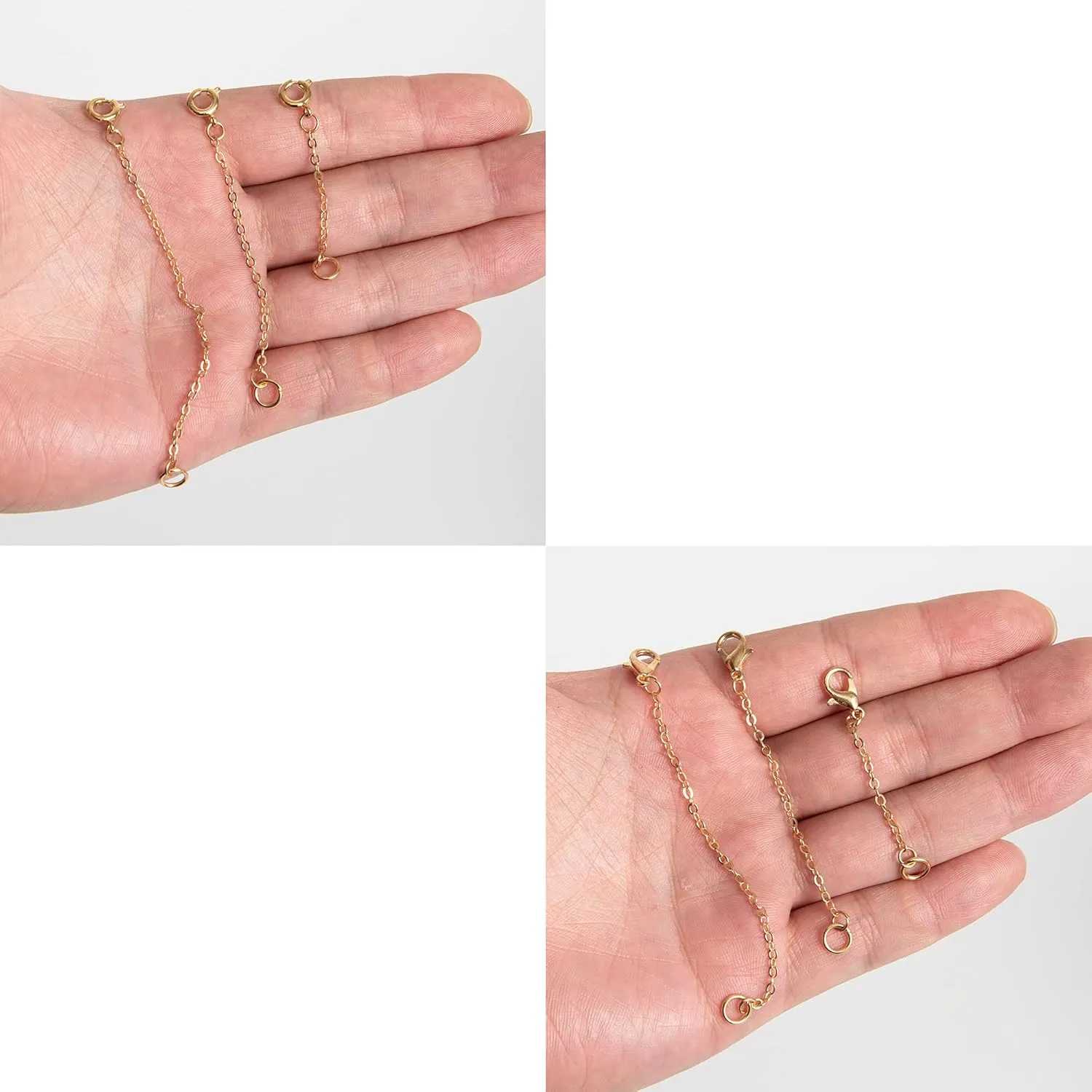 Softones 12-18Pcs Ankle Bracelets Extenders-Extension for Womens Jewelry(1 2 3 Inch),with Lobster Clasp and O-Clasp from Gold Silver Rose Gold