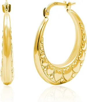 Solid 10k Yellow Gold Hoops Earrings for Women | Hypoallergenic Real Gold Hoops with Secure Click Tops | Anti-Tarnishing Solid Gold Earrings in Various Styles by MAX   STONE