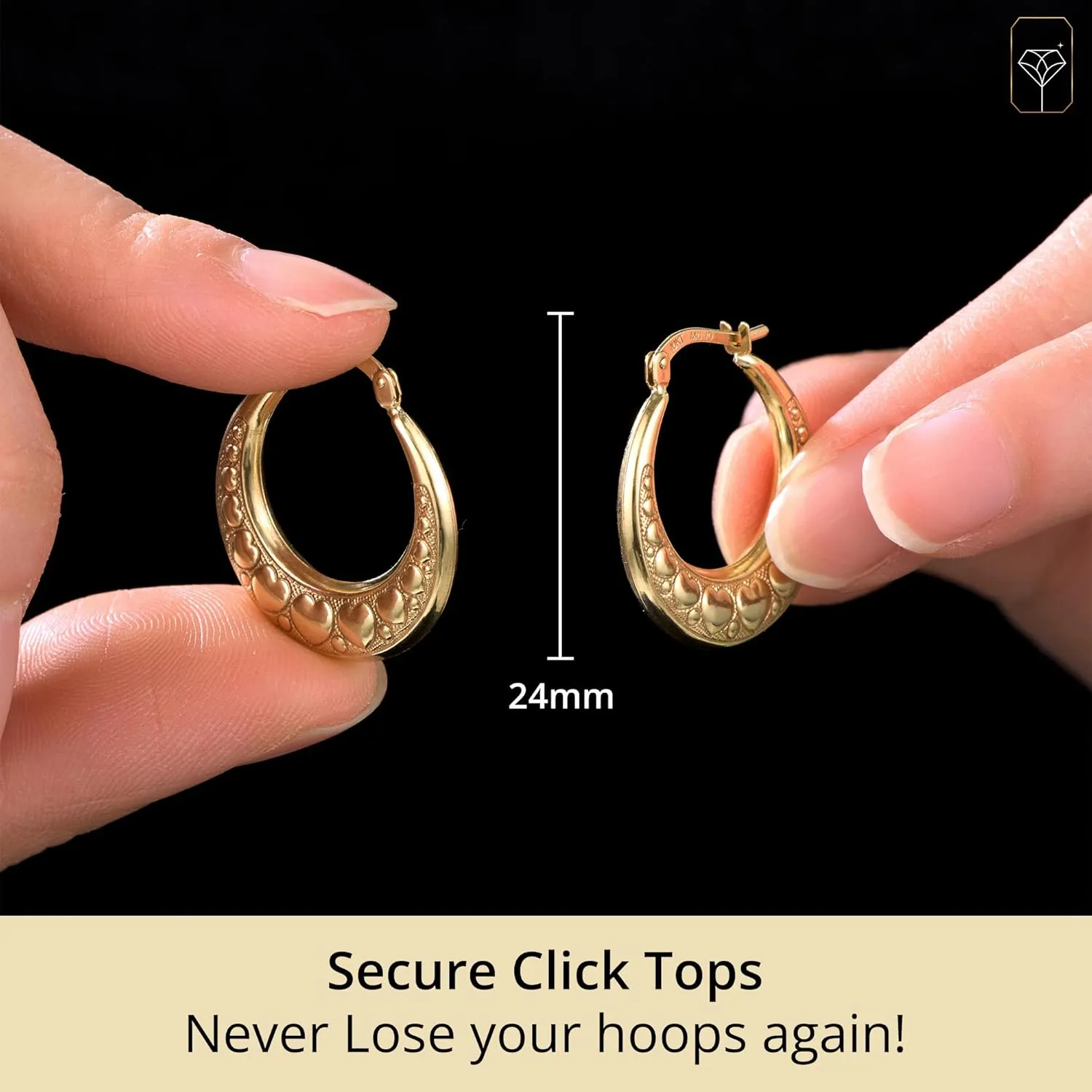 Solid 10k Yellow Gold Hoops Earrings for Women | Hypoallergenic Real Gold Hoops with Secure Click Tops | Anti-Tarnishing Solid Gold Earrings in Various Styles by MAX   STONE