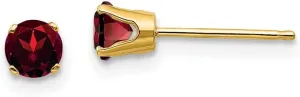 Solid Real 14k Yellow Gold 4mm Round January/Garnet January Red Gemstone Post Studs Earrings 4mm