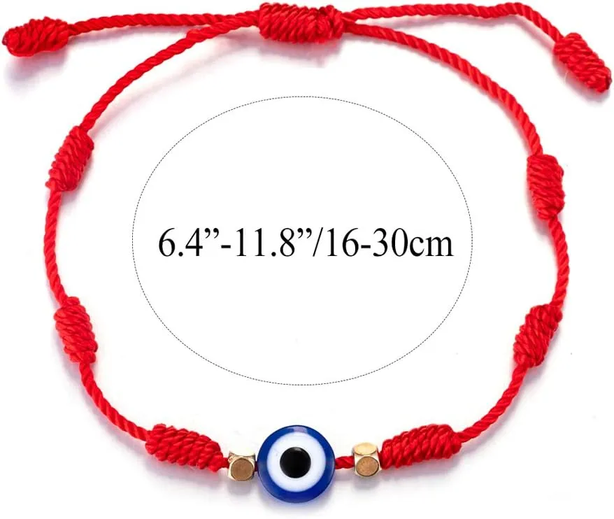 SONNYX 16 Set Evil Eye String Kabbalah Bracelets 7 Knots Bracelets Adjustable Hand-Woven Red Rope Cord Thread Braided Bracelet Protection Lucky Amulet Bracelet for Women Men