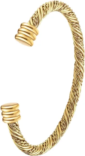 Stainless Steel Twisted Cable Wire Bracelets Adjustable Open Cuff Bangle Bracelet Vintage Jewelry Gift for Women