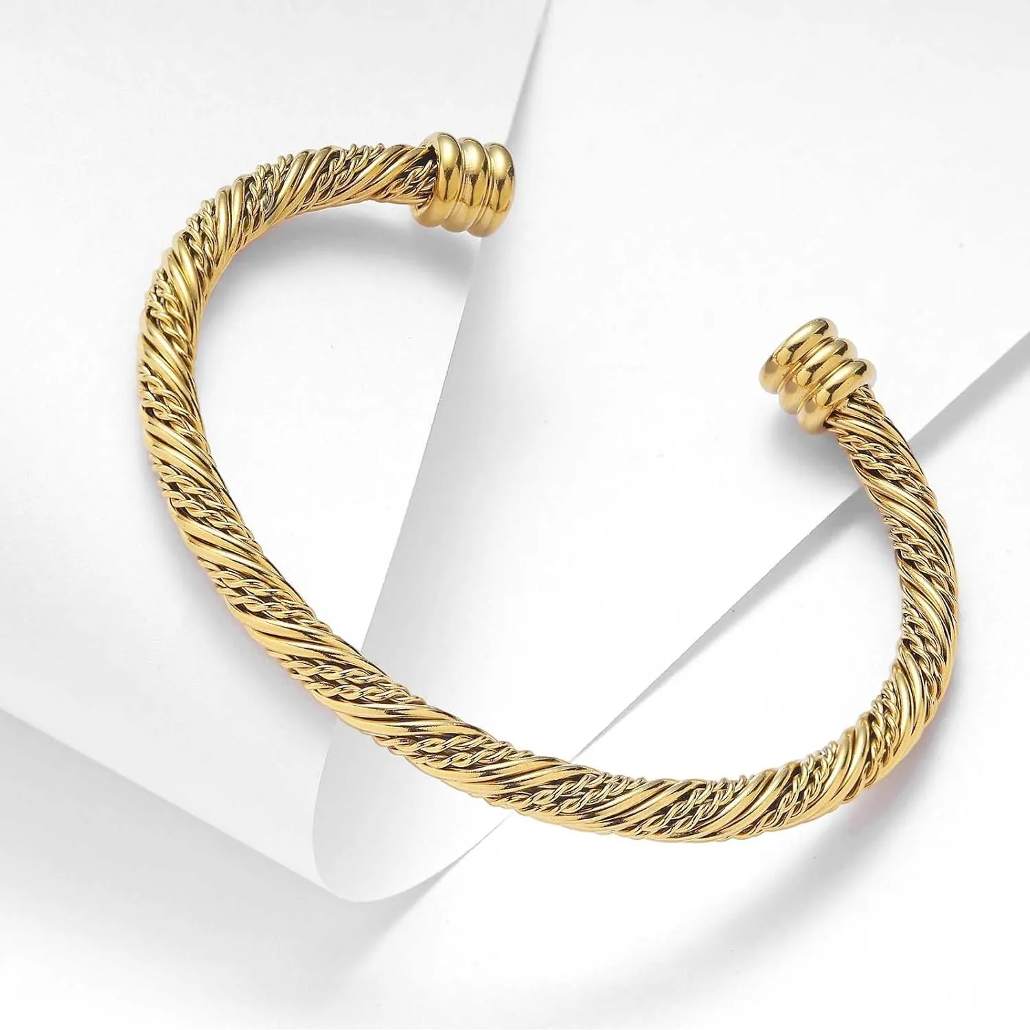 Stainless Steel Twisted Cable Wire Bracelets Adjustable Open Cuff Bangle Bracelet Vintage Jewelry Gift for Women