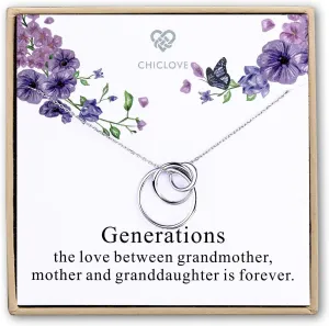 Sterling Silver 3 Circles Necklace - Generation Necklace - Grandmother Mother Daughter Necklaces - Family Necklace - Grandma Gift - Mother Daughter Necklace (Generation Necklace)