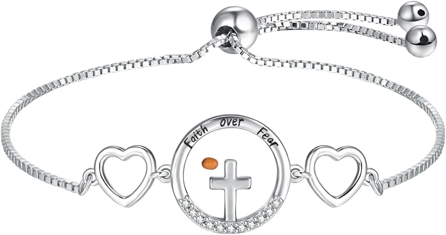 Sterling Silver Cross Bracelet for Women Mustard Seed Bracelet Abalone Shell Hope Faith Christian Catholic Confirmation Baptism Religious Jewelry Gifts Mom