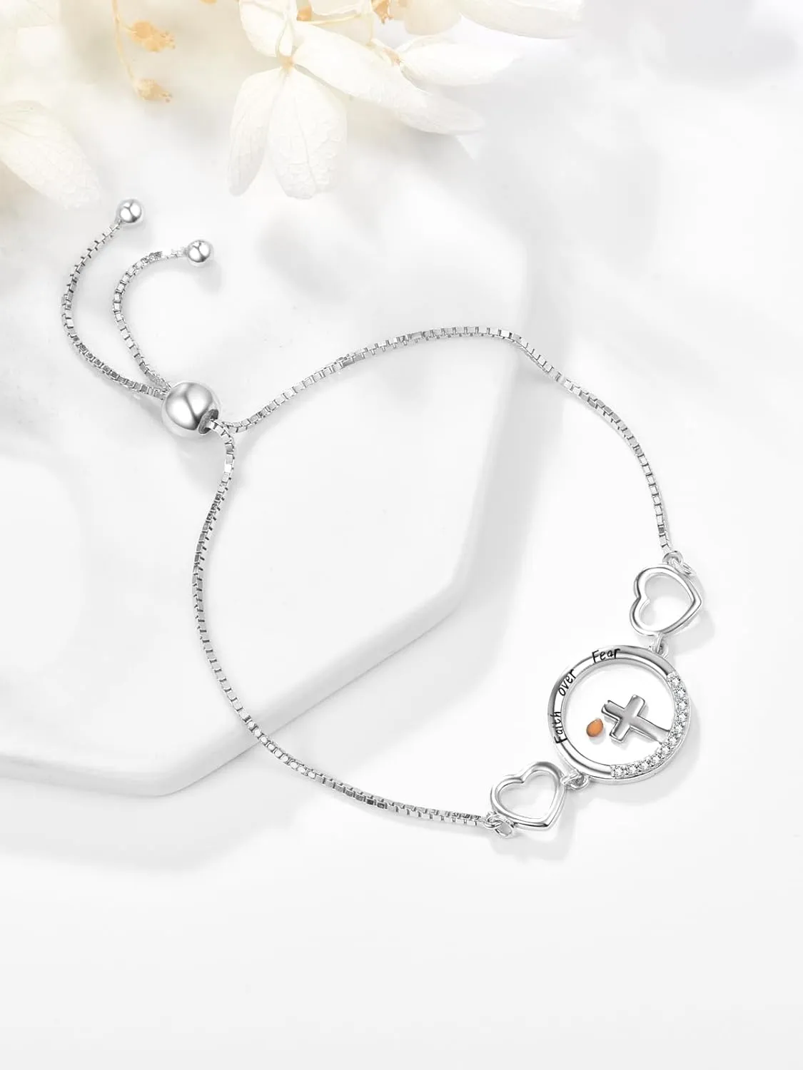 Sterling Silver Cross Bracelet for Women Mustard Seed Bracelet Abalone Shell Hope Faith Christian Catholic Confirmation Baptism Religious Jewelry Gifts Mom