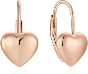 Sterling Silver Earrings Hoops Heart Huggie Hoops White Gold/Yellow Gold/Rose Gold Plated Jewelry for Women