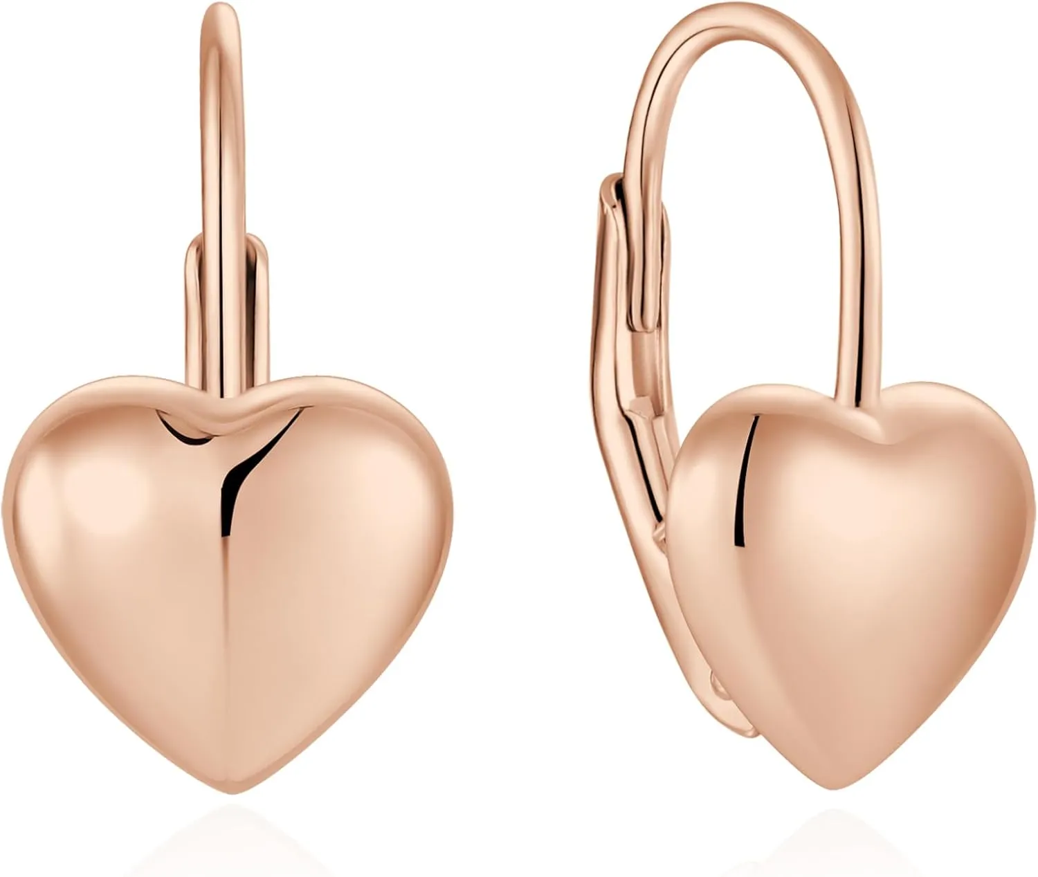 Sterling Silver Earrings Hoops Heart Huggie Hoops White Gold/Yellow Gold/Rose Gold Plated Jewelry for Women