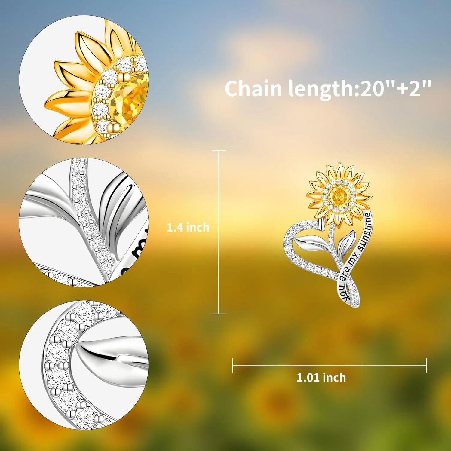 Sunflower Necklaces for Women Anniversary Birthday Gifts for Women Wife Gifts for Her You Are My Sunshine Necklace for Women Her Wedding Christmas Mother