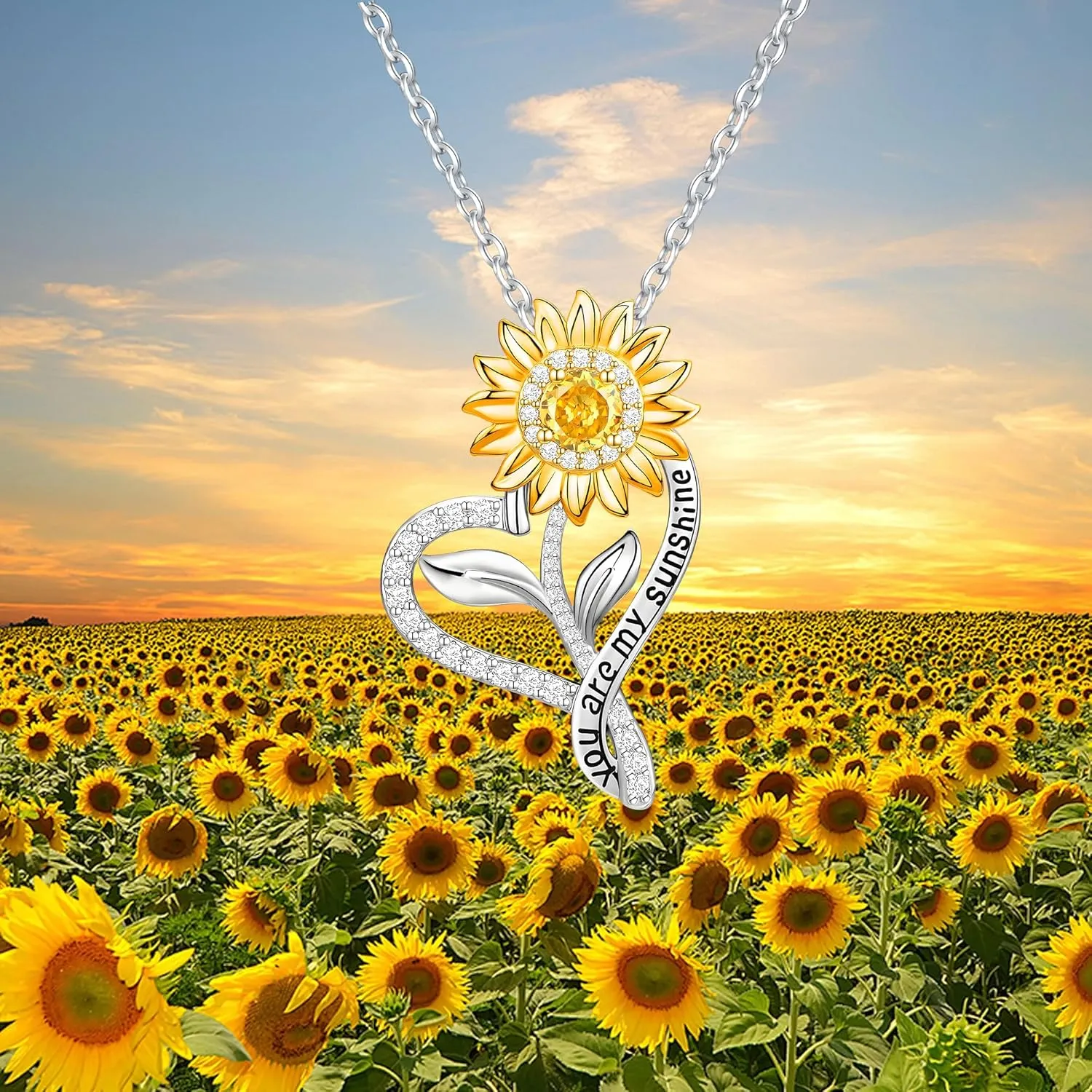 Sunflower Necklaces for Women Anniversary Birthday Gifts for Women Wife Gifts for Her You Are My Sunshine Necklace for Women Her Wedding Christmas Mother