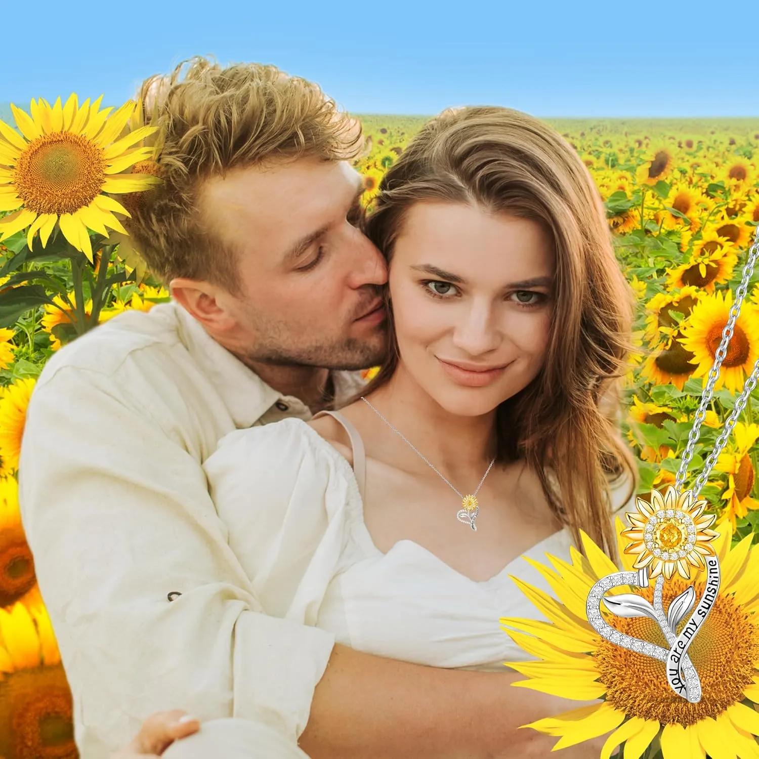 Sunflower Necklaces for Women Anniversary Birthday Gifts for Women Wife Gifts for Her You Are My Sunshine Necklace for Women Her Wedding Christmas Mother