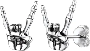 Suplight 925 Sterling Silver Rock Hand Earrings Vintage Punk Rock Earrings for Men Women