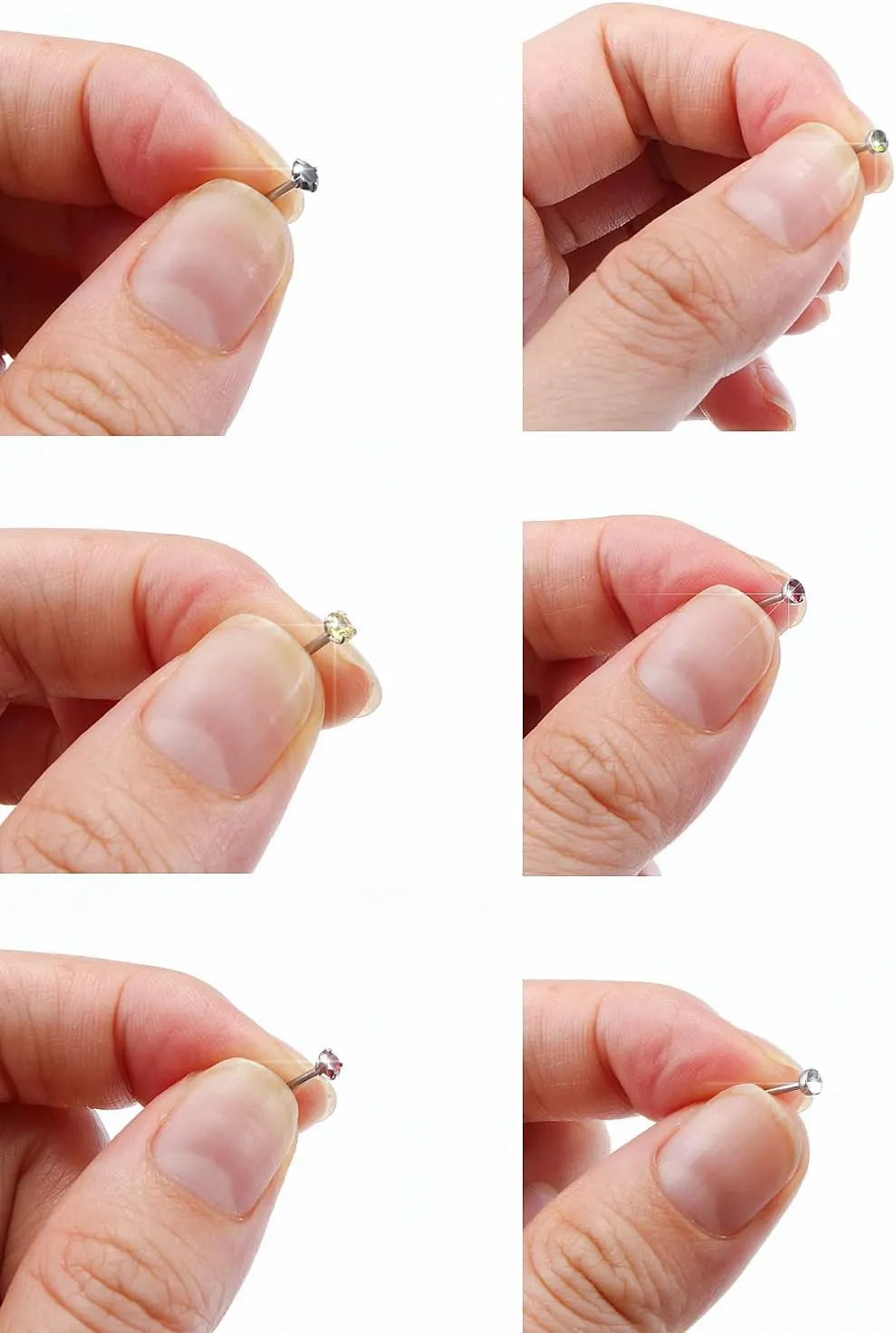 Surgical Steel Nose Ring Stud 18G 20G 22G L Shaped Screw Straight Nose Studs CZ Top 1.5mm 2mm 2.5mm 3mm 3.5mm 4mm Nose Piercings 18 Gauge 20 Gauge 22 Gauge Nose Rings Studs for Women Men